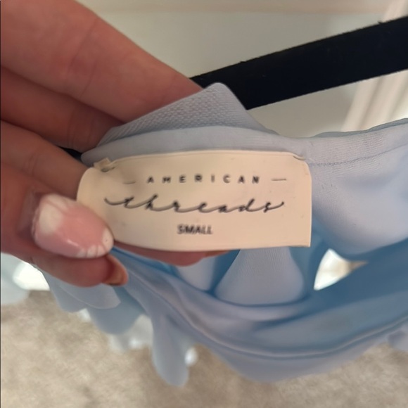 American Threads Sky Blue Ruffle Top - Picture 2 of 2